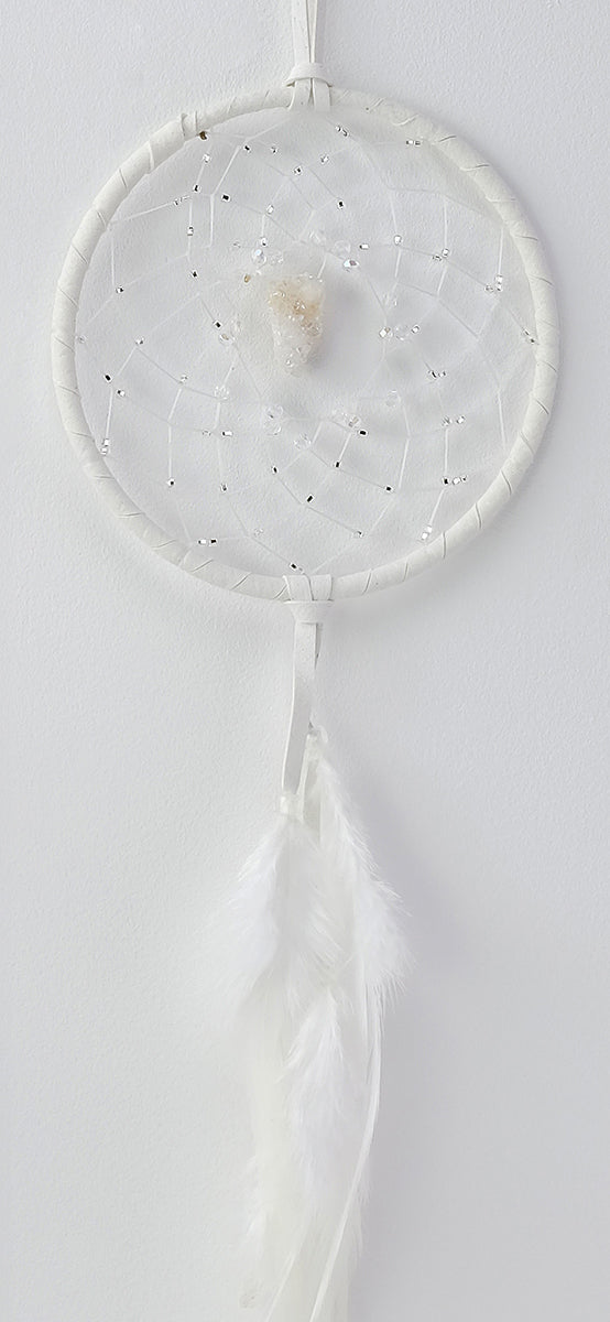 4" Druzy Crystal Dreamcatcher (White)