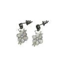 Beadwork Silver Earrings with Gem