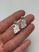Beadwork Silver Earrings with Gem