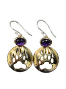 Brass Earrings With Inlay Bear/Wolf