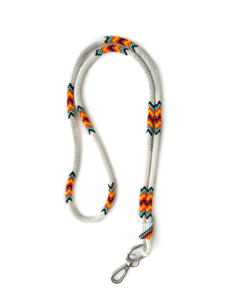 Beaded Wrap Lanyard (White)