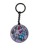 Metal Keychain - Purple Floral/Wolf