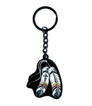 Metal Keychain - White Feathers