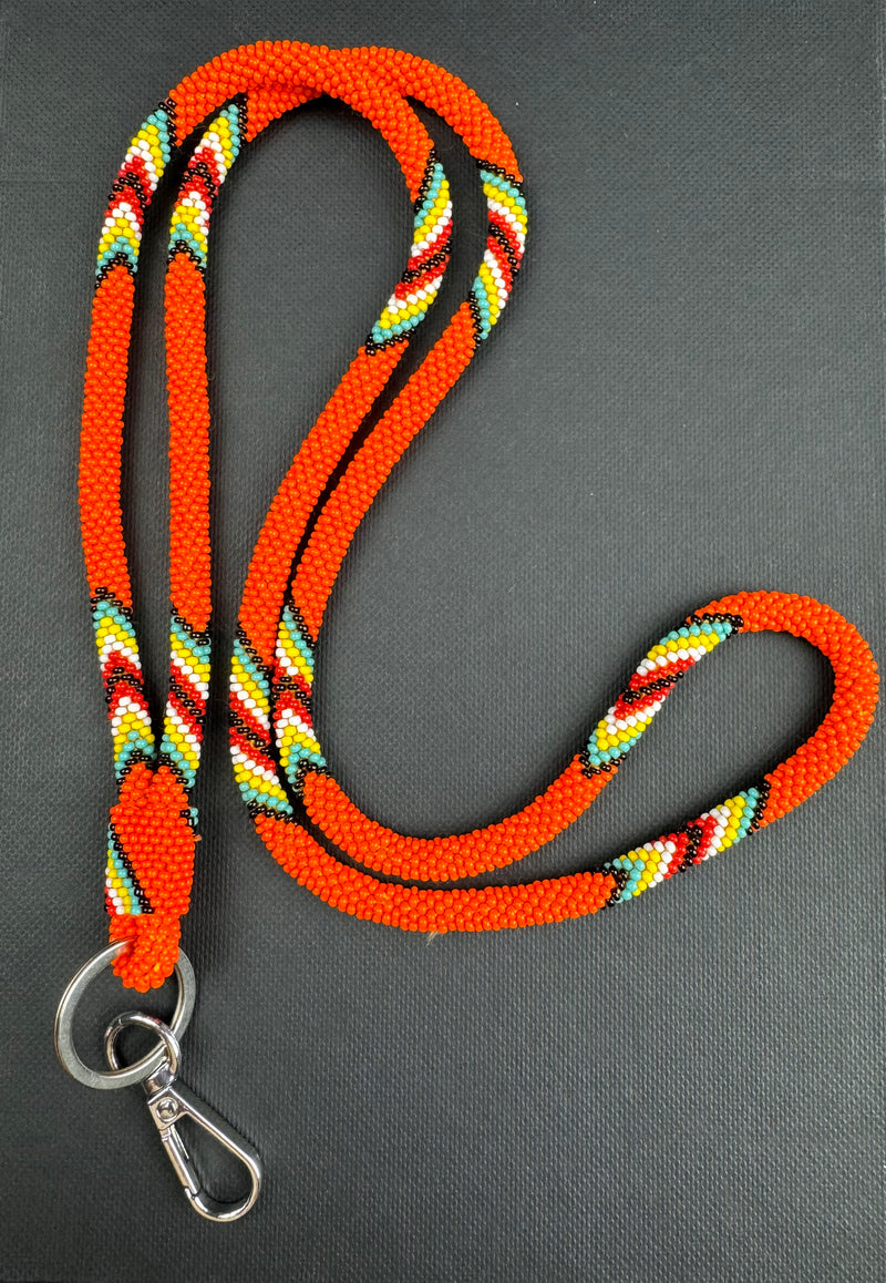 Beaded Wrap Lanyard (Orange)