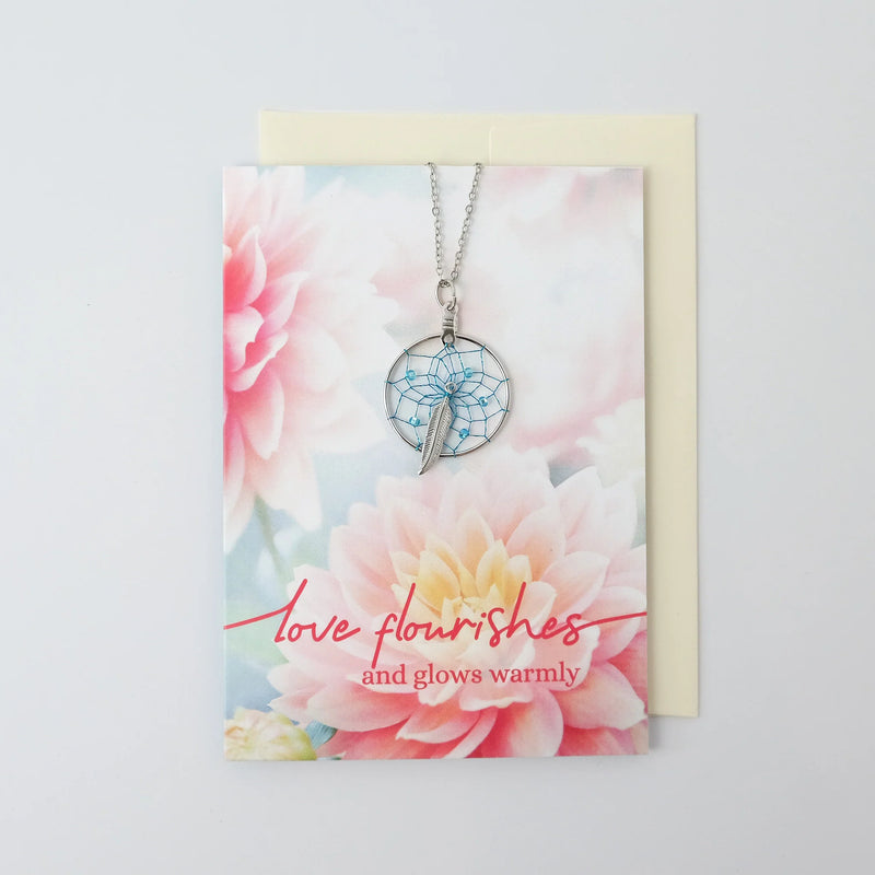 Dream Catcher Necklace Greeting Card (Love Flourishes)