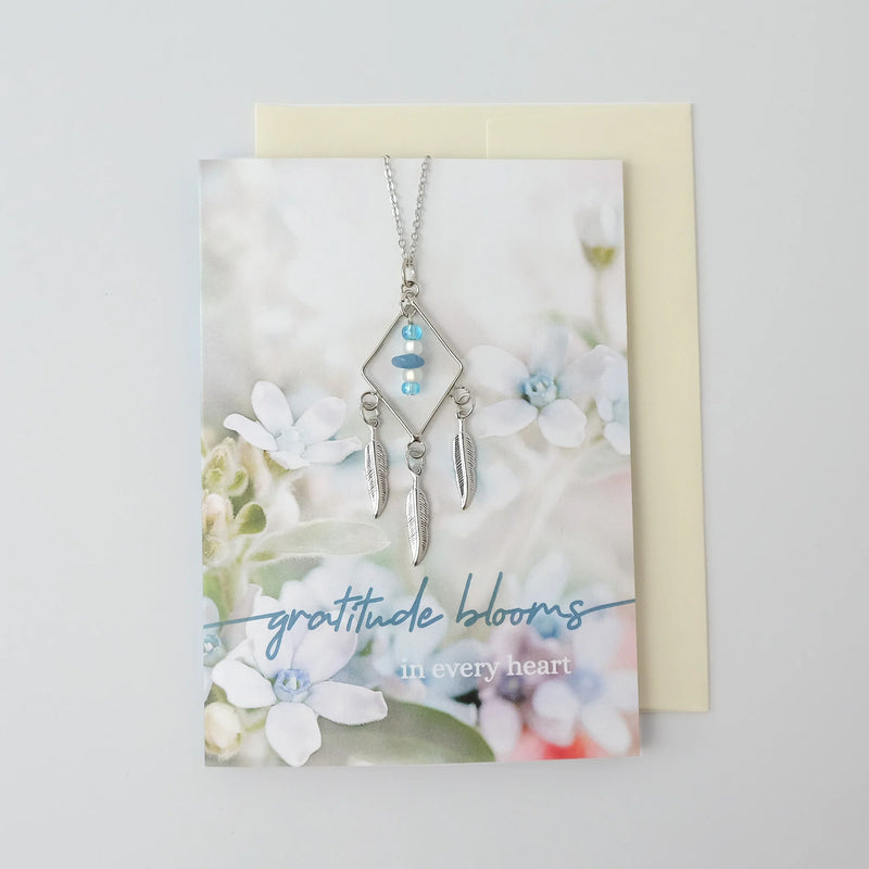 Aquamarine Diamond Necklace Greeting Card (Gratitude Blooms)