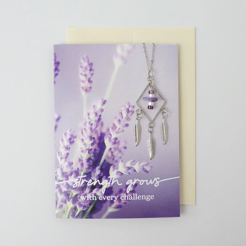 Amethyst Diamond Necklace Greeting Card (Strength Grows)