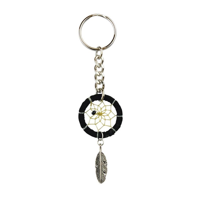 1.25" Black Dream Catcher Keychain