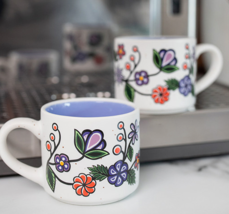Ceramic Espresso Mugs (Ojibwe Florals)