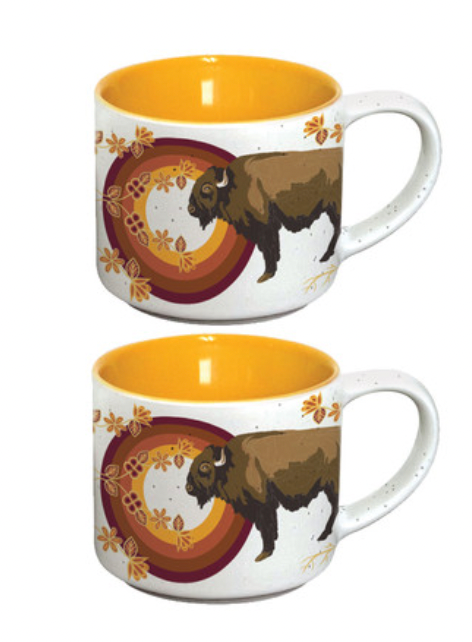Ceramic Espresso Mugs (Buffaloes - MashkodeBiizhikina)