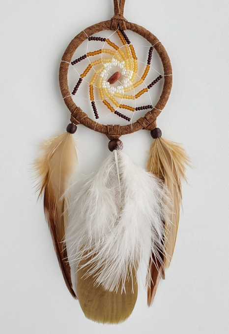 2.5" Brown Beaded Dream Catcher