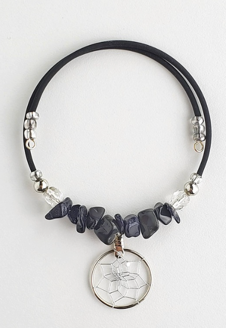 Dream Catcher Coil Bracelet (Blue Goldstone)