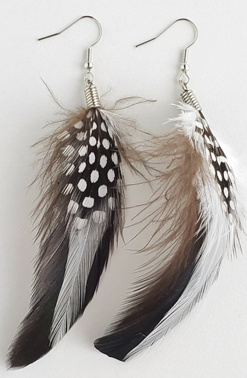 Feather Earrings (Rooster/Spotted)