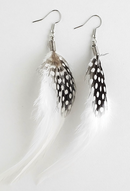 Feather Earrings (White Hackle/Spotted)