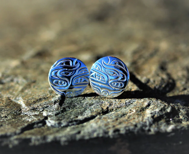 Bear Design Silver Stud Earrings