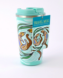 Stainless Steel Travel Mug (Otters Play)