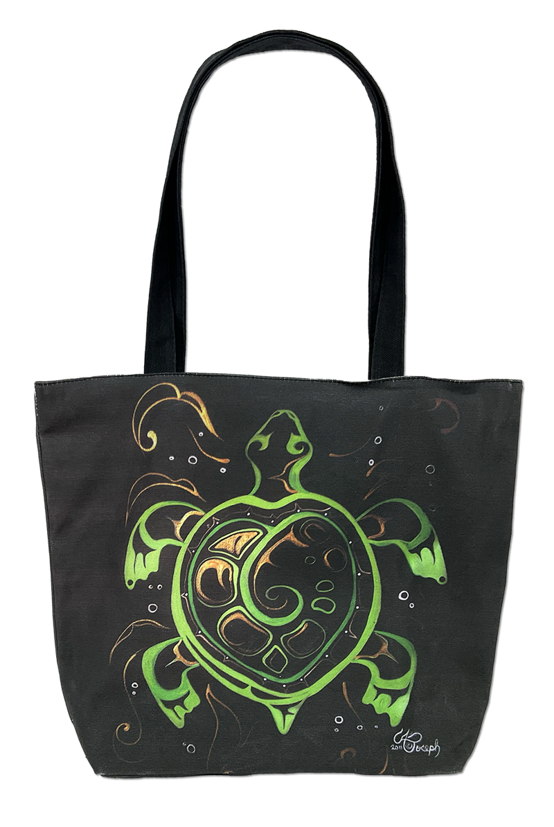 Printed Tote Bag (Black Turtle)