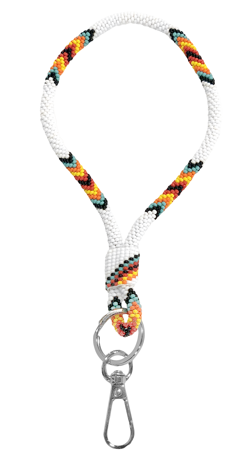 Beaded Wrist Lanyard 7" (White)