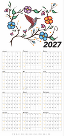2027 Wipe-clean Calendar (Hummingbird)