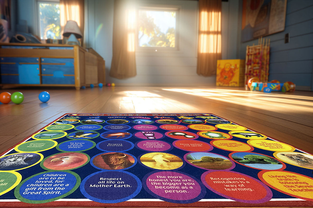 7 Teachings Floor Rug