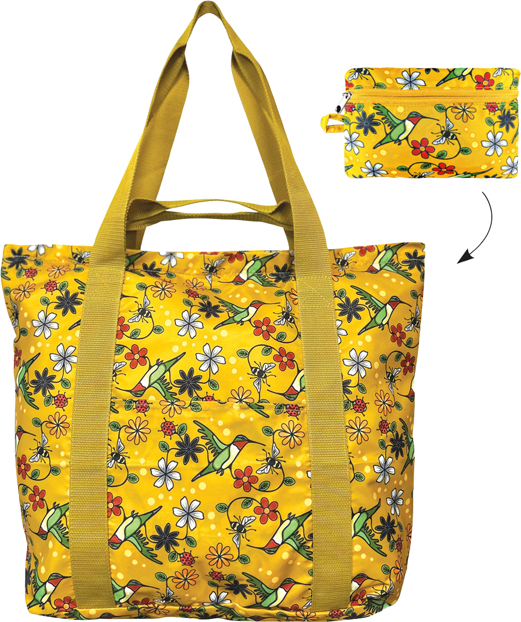 Packable Tote Bag (Yellow/Hummingbird)