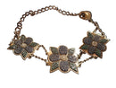Adjustable Brass Faceted Flower Bracelet