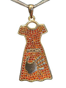 Brass MMIW Dress Pendant With Faceted Stone
