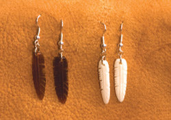 Carved Bone Feather Earring Kit - 2 pair