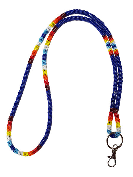 Wrapped Beaded Neck Lanyard - Blue